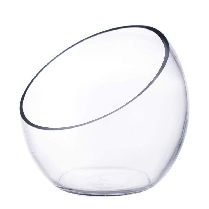 CYS EXCEL Glass Slant Cut Bubble Bowl (H-8" W-9") Clear Flower Vase Globe Bowl Terrarium Round Planter Decorative Centerpiece - Image 1